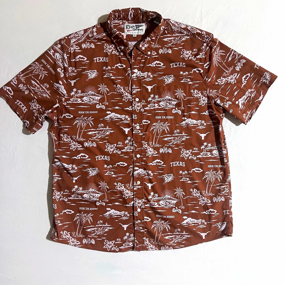 Reyn Spooner Men's Texas Longhorns Graphic Print Button Down Shirt Size 2XL
